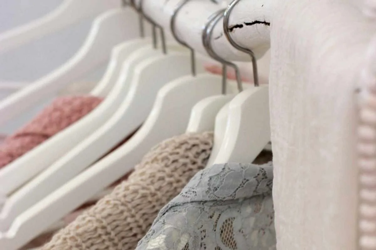 hangers in organized closet